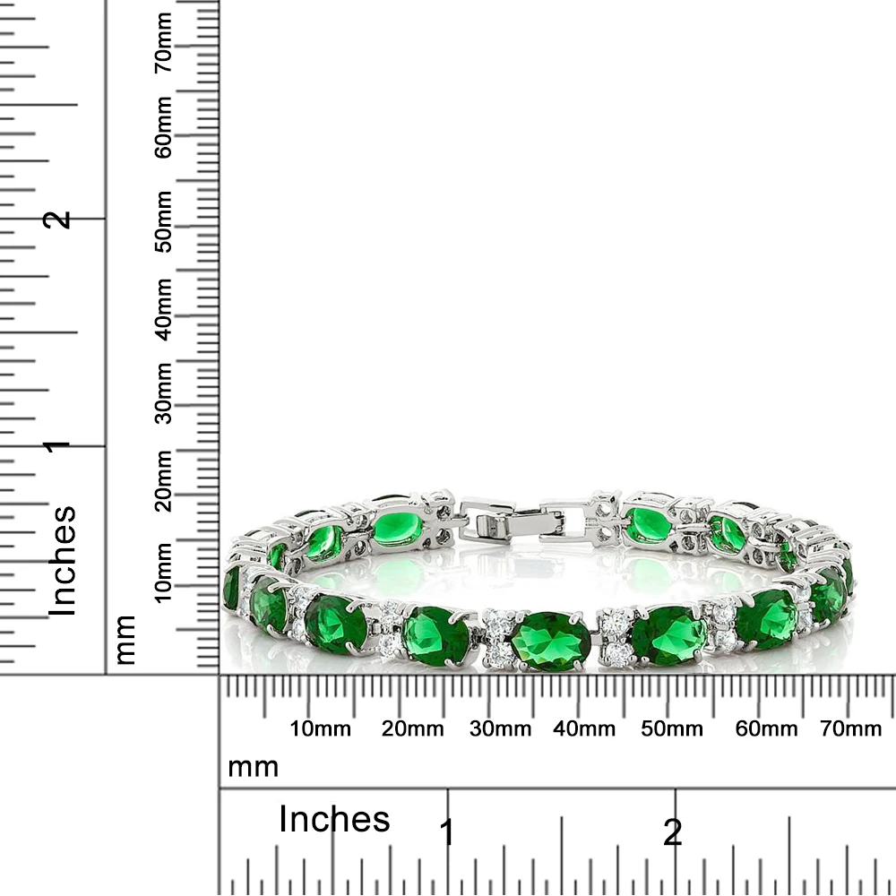 40.00 Ct Oval &amp Round Green Color Cubic Zirconias CZ Tennis Bracelet 7 Inch | Украшения и аксессуары