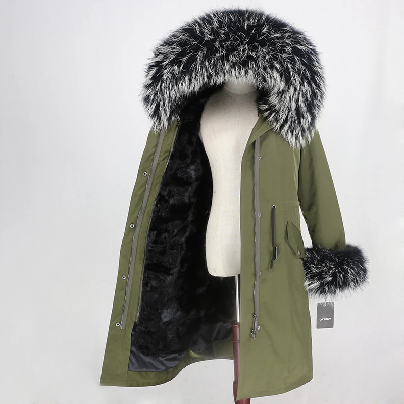 OFTBUY удлиненная парка, пальто из натурального меха, зимняя куртка для женщин, натуральный меховой воротник, Капор из норки, меховая подкладка, водонепроницаемая верхняя одежда, съемная
