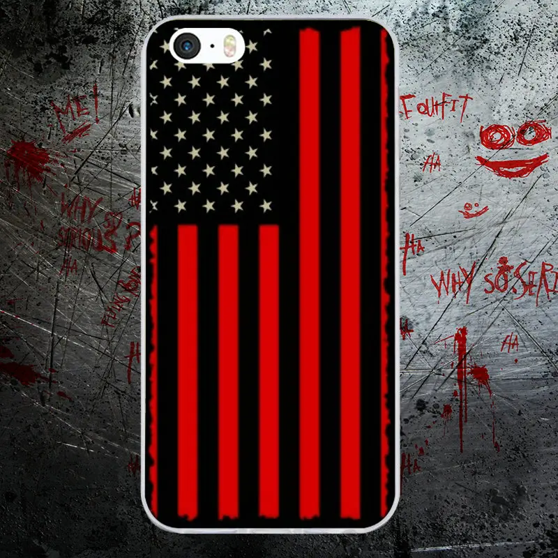 Thin Blue Line USA Flag Police Skull Soft Clear TPU Silicone Mobile Phone Cases for iPhone X 8 8Plus 6 6s 7 Plus SE 5 5S 5C 4 4S | Мобильные