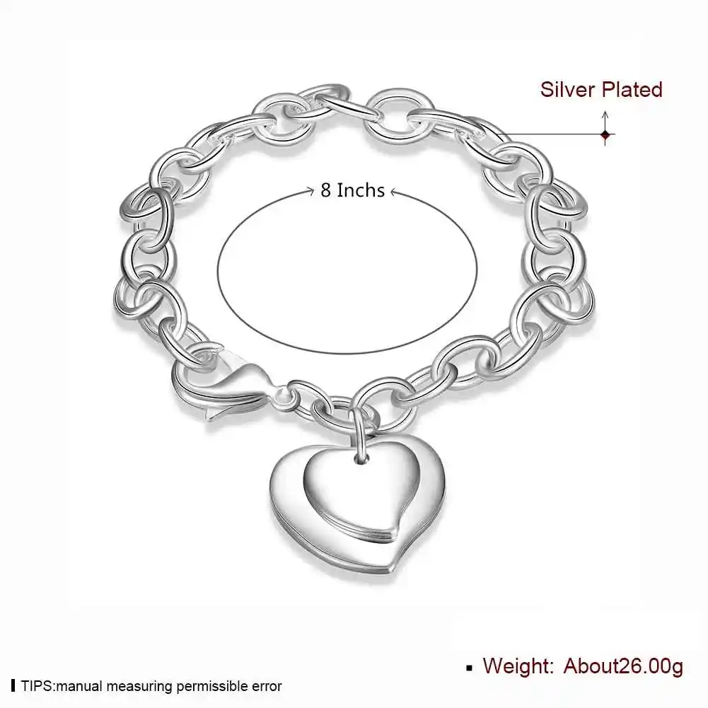 Горячая продажа интернет магазины Индия Серебро Двойное сердце тег мужской