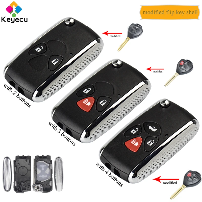 KEYECU модифицированный чехол с откидной крышкой и брелоком для Toyota Yaris Prado Tarago Camry