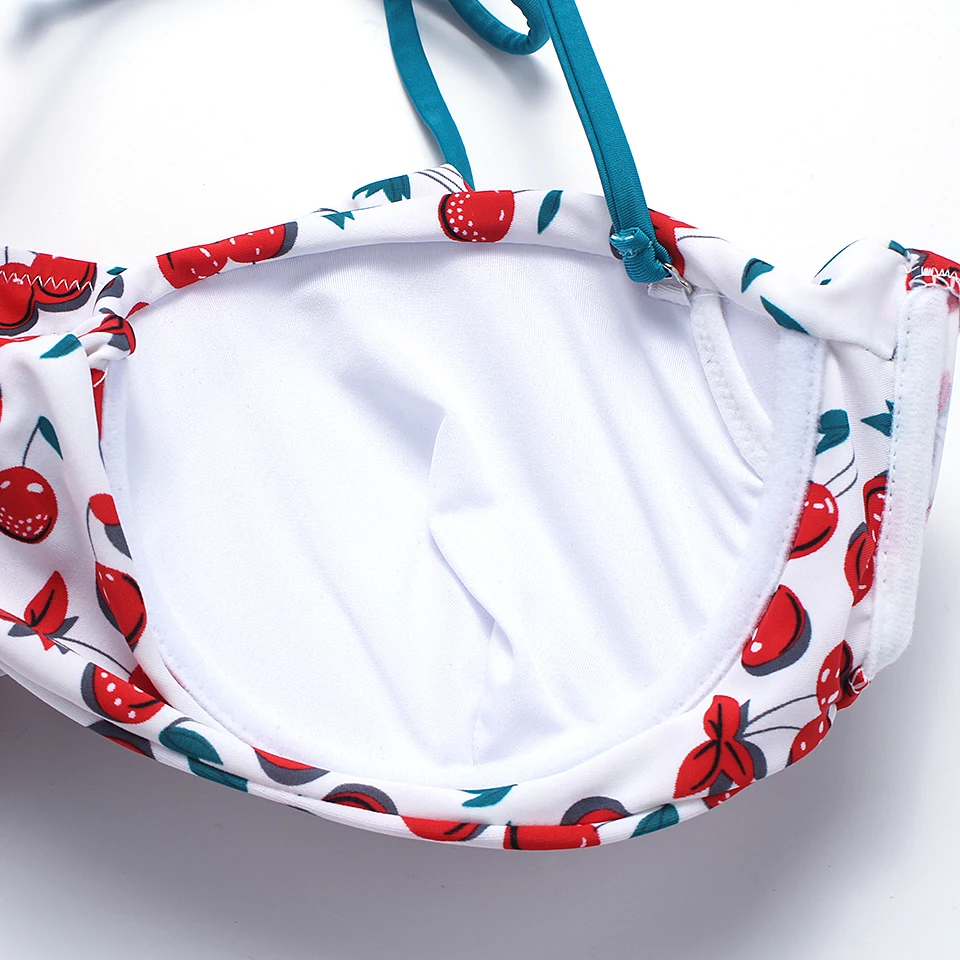 Летний женский купальник с принтом вишни модель 2018 года эффектом пуш ап пляжная