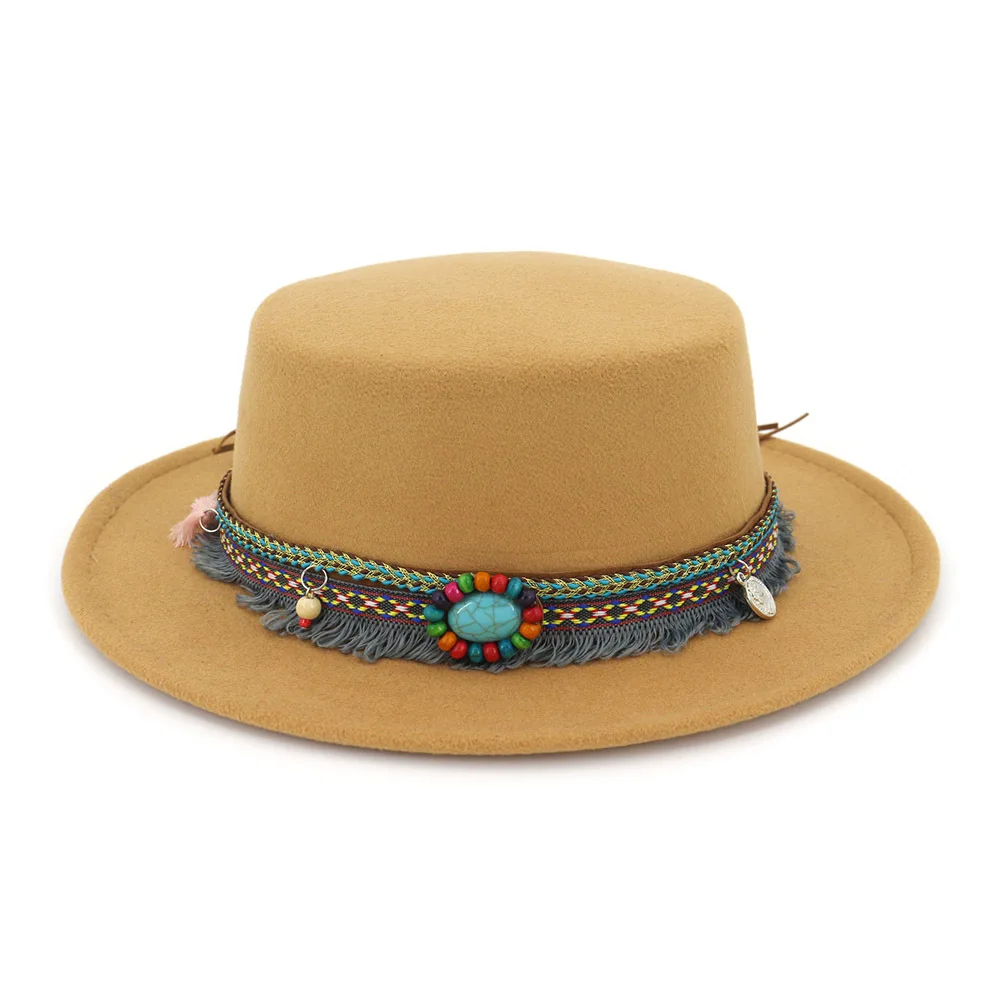 Новые аксессуары из ленты шерстяная валяная шапка модная с плоским верхом для