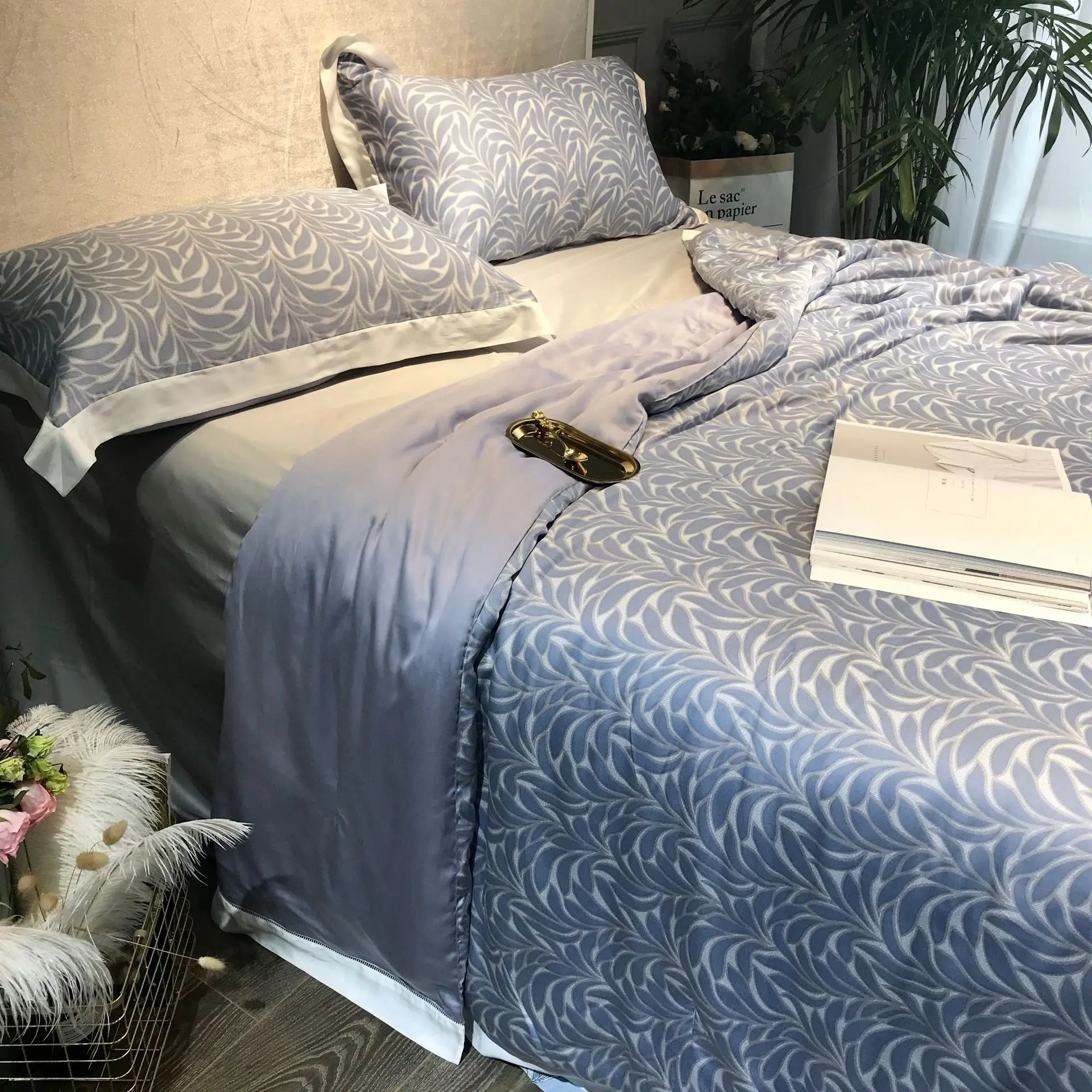 Abbiemao высококачественное постельное белье из хлопка Tencel, комплект из 4 предметов, кружевное шелковое постельное белье на весну/лето, размер queen/King