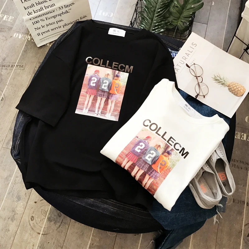 Женская трикотажная футболка Tumblr повседневная хлопковая Футболка с круглым