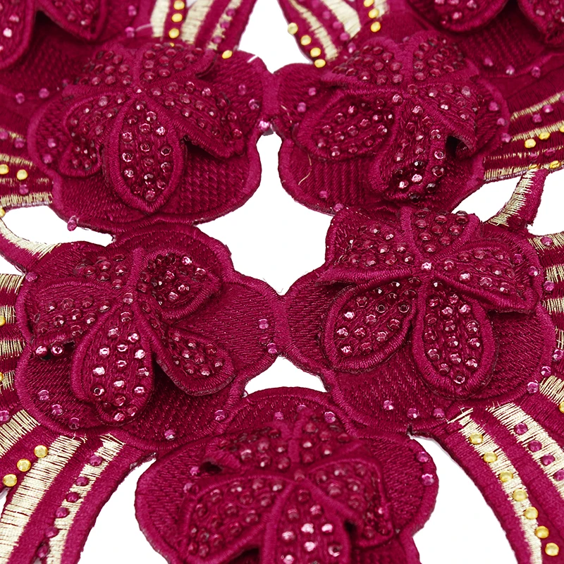 2 шт. расшитые бусинами Стразы Fuschia воротник с бахромой вышивка патч мотив