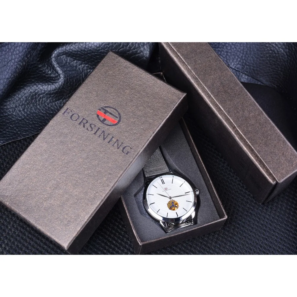 Часы наручные Forsining мужские с минималистским дизайном брендовые роскошные