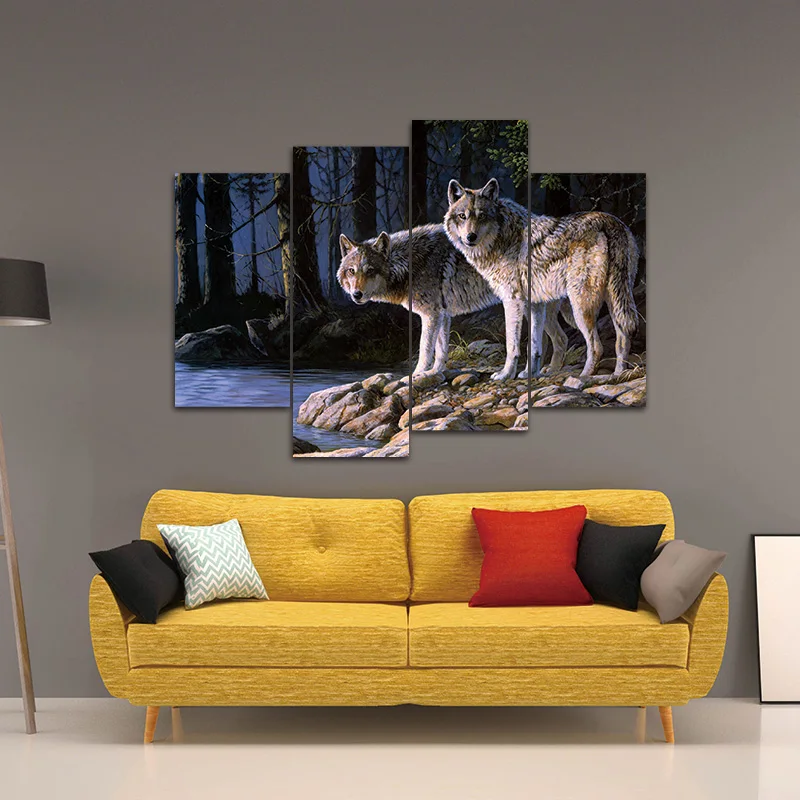 Картина на холсте художественная стена принт волка постер животных две картина с