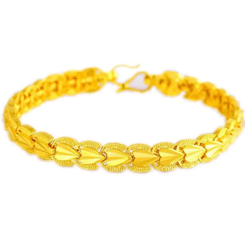 

18cm Long Womens Bracelet Wrist Chain Gold Filled Vintage Heart Link Accessories Classic Fashion Jewelry
