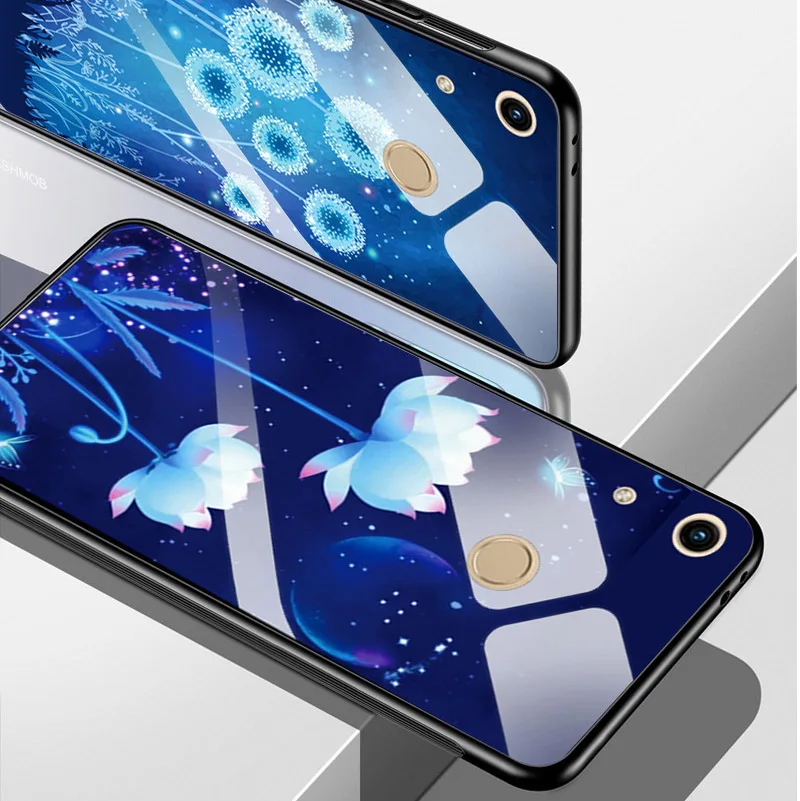 Quality Glass Back Cover For Huawei Honor 8A Soft Case Honor8A Tempered Shell Y6 2019 Pretty Flower Phone Bags |