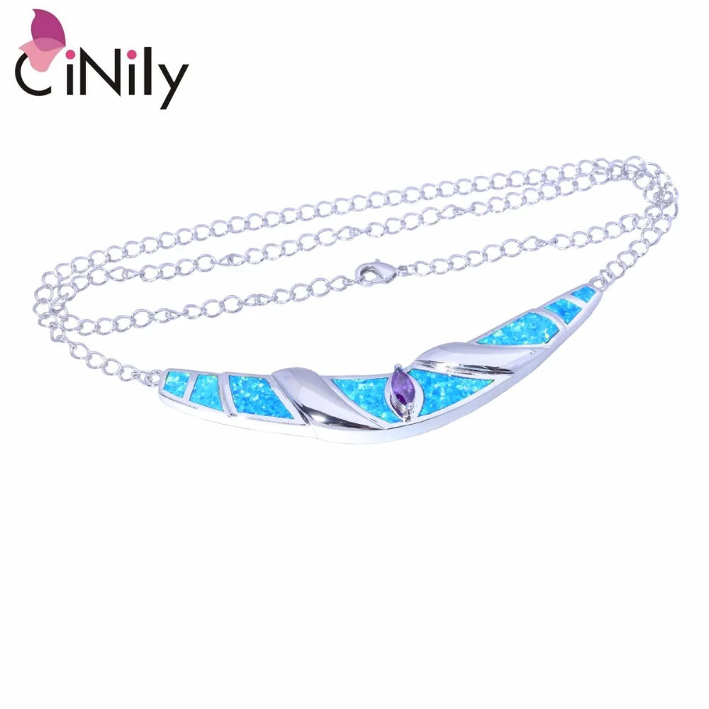 Женский кулон с голубым белым огненным опалом и серебряным покрытием из