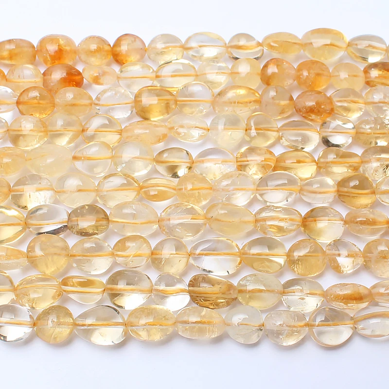 Бусины из натурального камня 8-10 мм неправильной формы Желтый Цитрин хрустальный
