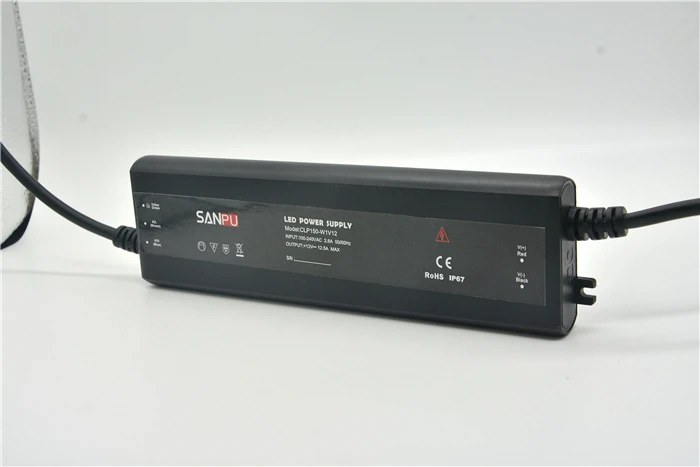 SANPU 12 вольт тонкий блок питания IP67 водонепроницаемый пластик 150 Вт 12 ампер постоянное напряжение 12 В светодиодные ленты Драйвер AC-DC CLP150-W1V12