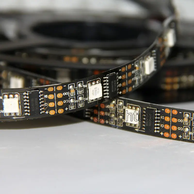 5 м RGB 5050 SMD черная печатная плата WS2801 Волшебная цветная светодиодная лента