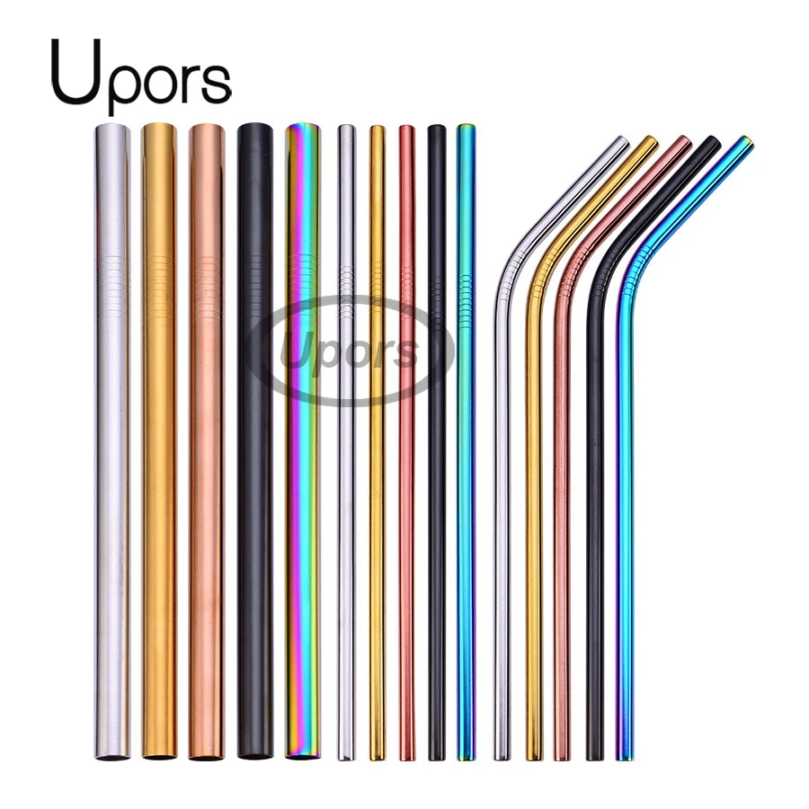 

UPORS Wholesale 200Pcs Reusable Drinking Straw Rose Gold Straight Straws High Quality 304 Stainless Steel Metal Straw