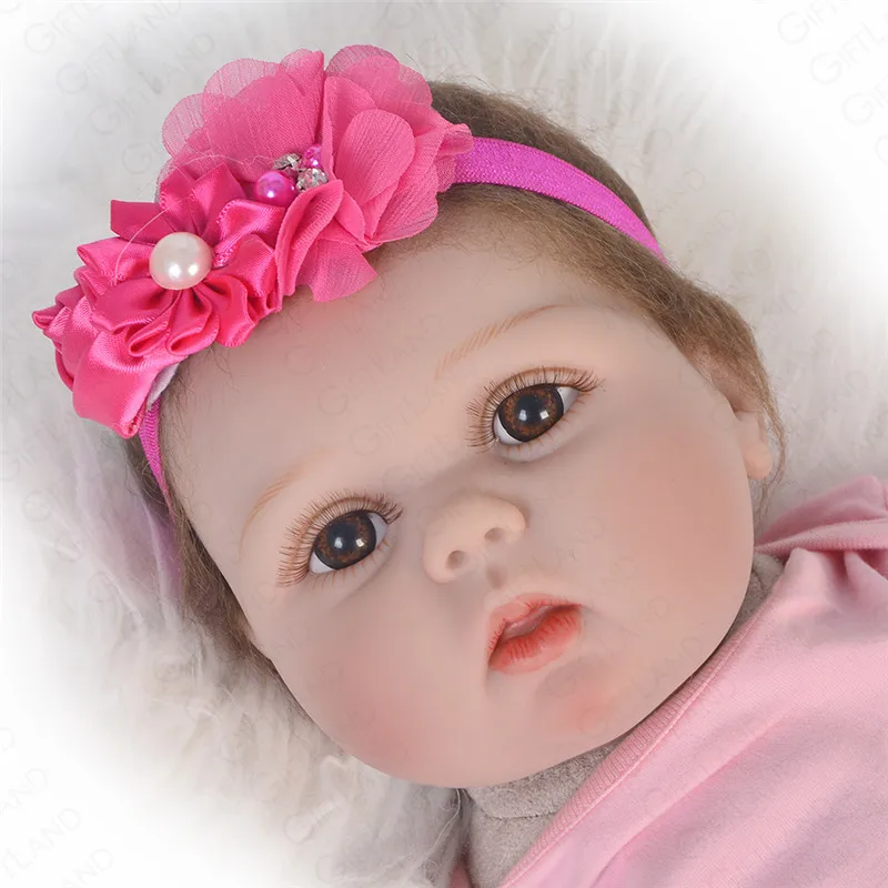 Reborn Baby Doll 22 дюймов детская ткань кукла мягкий хлопок милая девочка в розовой юбке