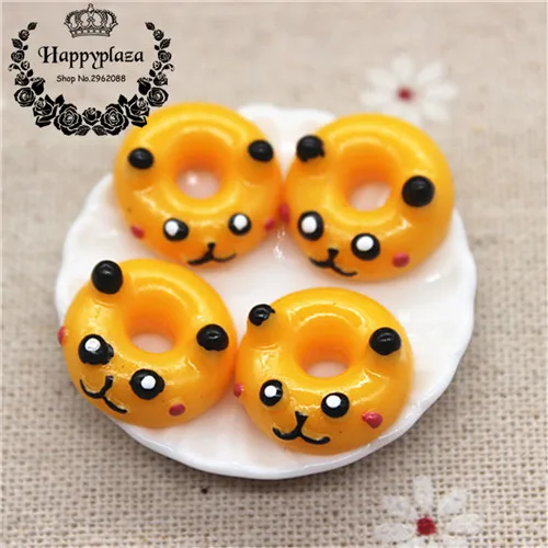 Pikachu 10pcs 17mm Kawaii Cartoon Animal Donuts Resin Miniature Food Art Flatback Cabochon DIY Decorative Craft Scrapbooking - Цвет: Pikachu 10pcs