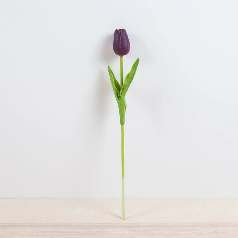 Настоящее сенсорный искусственная PU Tulip стволовых-1" Длина искусственные цветы, декоративные DIY искусственный цветок стены дома рождественские украшения цветы - Цвет: Wine