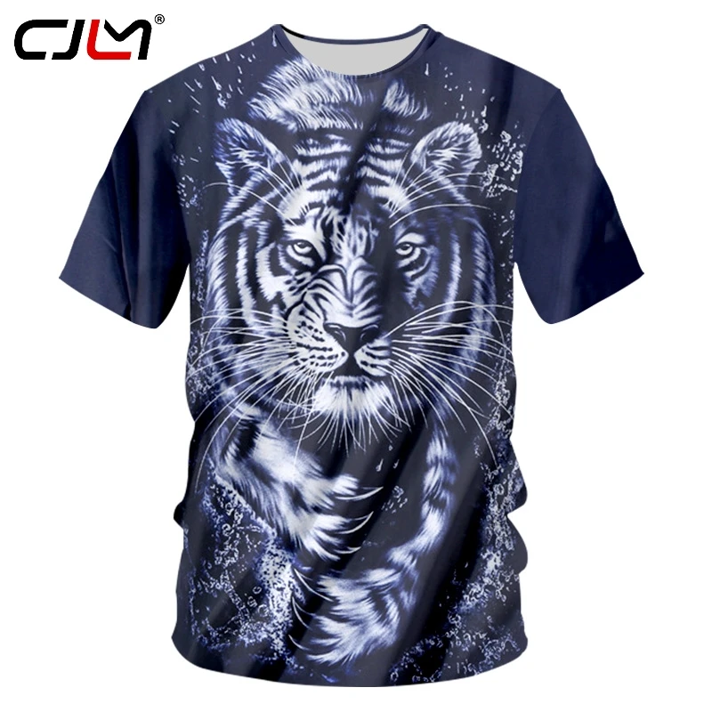 

CJLM New Men Cool Tshirt Print Animal Tiger 3D T-shirt Man Hiphop Streetwear Punk T Shirts Unisex Short Sleeve O Neck Tee Shirts