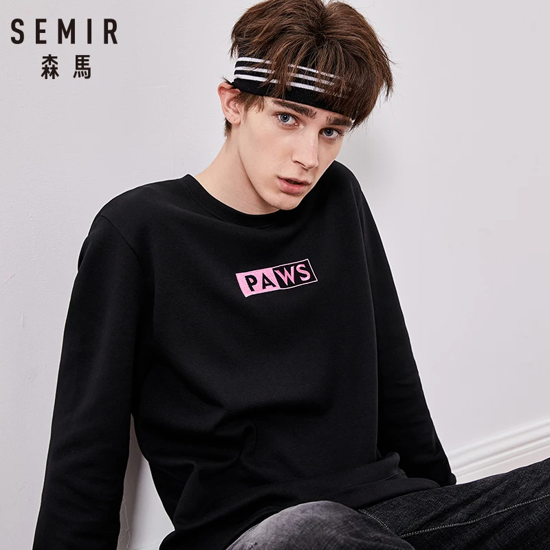 SEMIR мужской хлопковый свитер с вышивкой пуловер подкладкой из кисточек ребристым