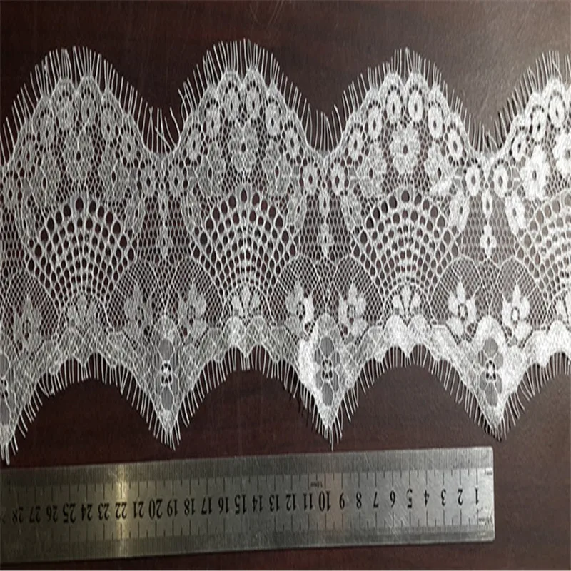 

3yards/ lot Eyelash Lace Fabric 9.5cm DIY Decorative High Quality Soft Off black Nylon Eyelash Lace Trim Wedding Dress Fabric