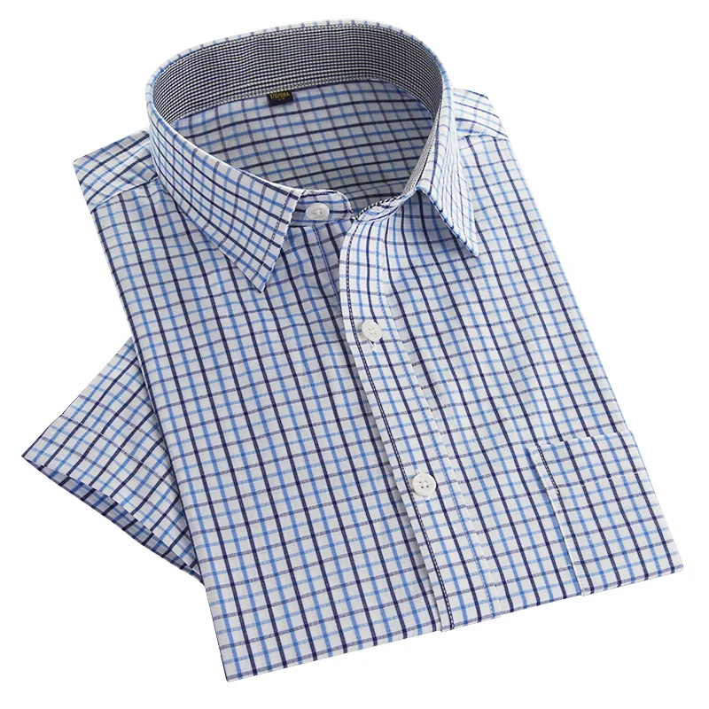 Рубашка мужская повседневная в клетку модная блуза кроя Slim Fit стиле пэчворк с