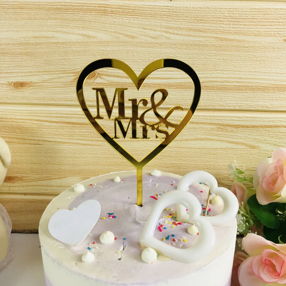 Mr and Mrs с любовью свадебный торт Топпер юбилей и День Святого Валентина украшения