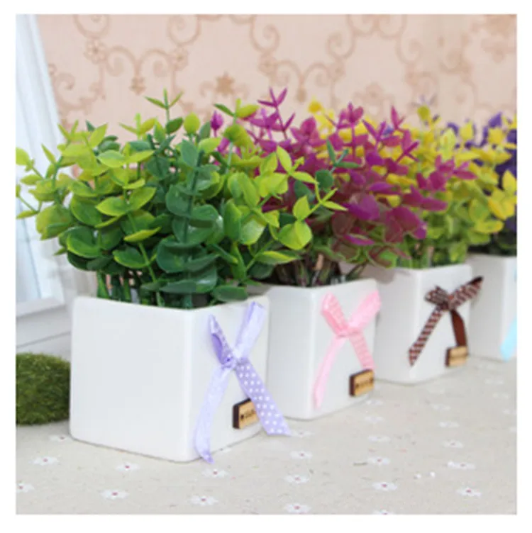(7 pcs/lot) 2015 Wedding decoration high real touch decorative flowers eucalyptus plastic flowers cheap artificial plants