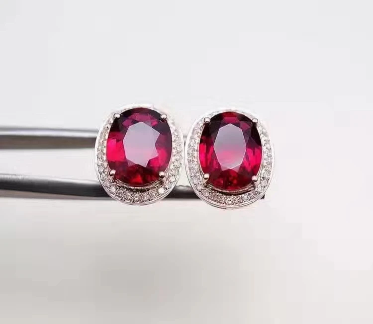 Серьги-гвоздики с натуральным гранатом, 6x8 мм, 2,80ct, 5A, настоящие драгоценные камни, серебро 925 пробы, ювелирные изделия, серьги Whit CZ для женщин#377