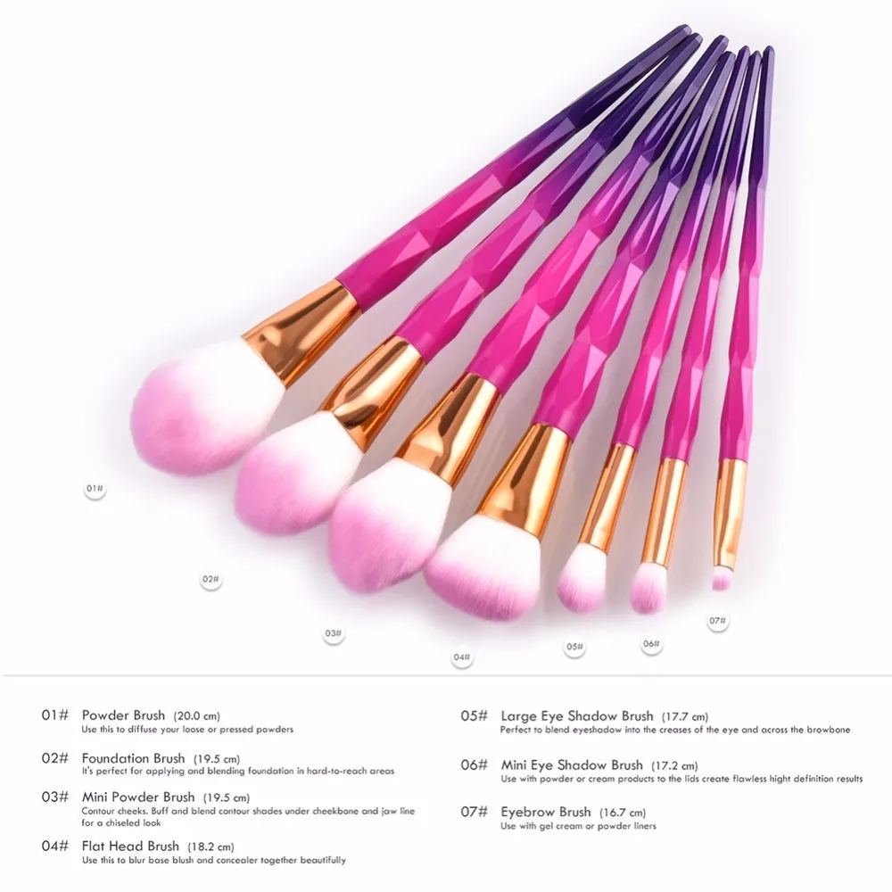 7/10pcs Unicorn diamond Makeup Brushes Set Powder Eyeshadow Brush Facial Foundation Cosmetic Makeup Brush Kit