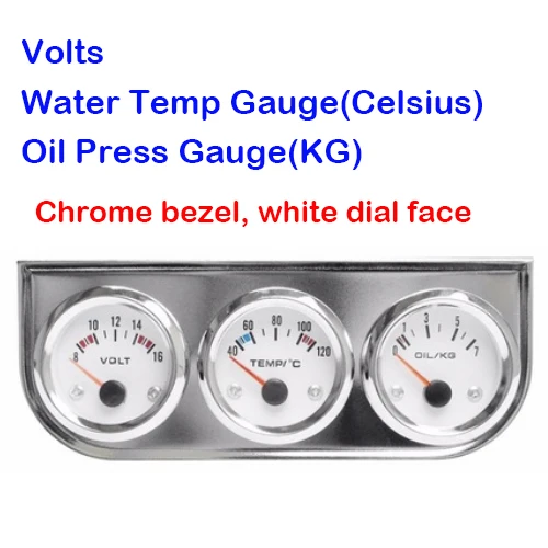 Celsius Дракон манометр " 52 мм тройной автомобиля датчик Chrome ободок масла Температура/температура воды/масло Пресс переключатель градусов Цельсия/Фаренгейта 3-в-1 комплект - Цвет: Celsius
