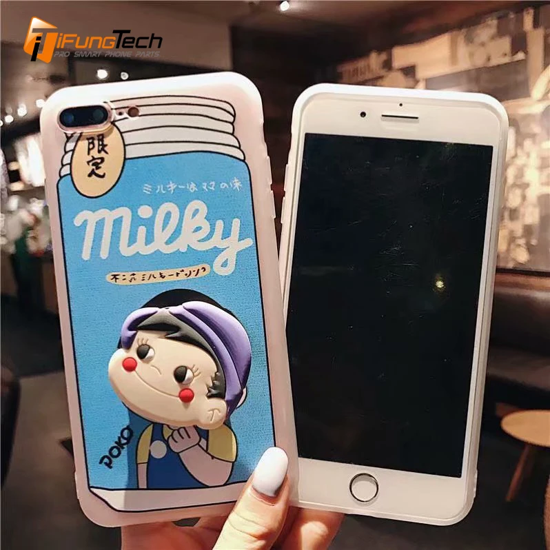 3D Japan Milk Milky Phone Case for iPhone 6S Plus 7 8 Emboss Silicone cover X XS MAX XR soft Coque |