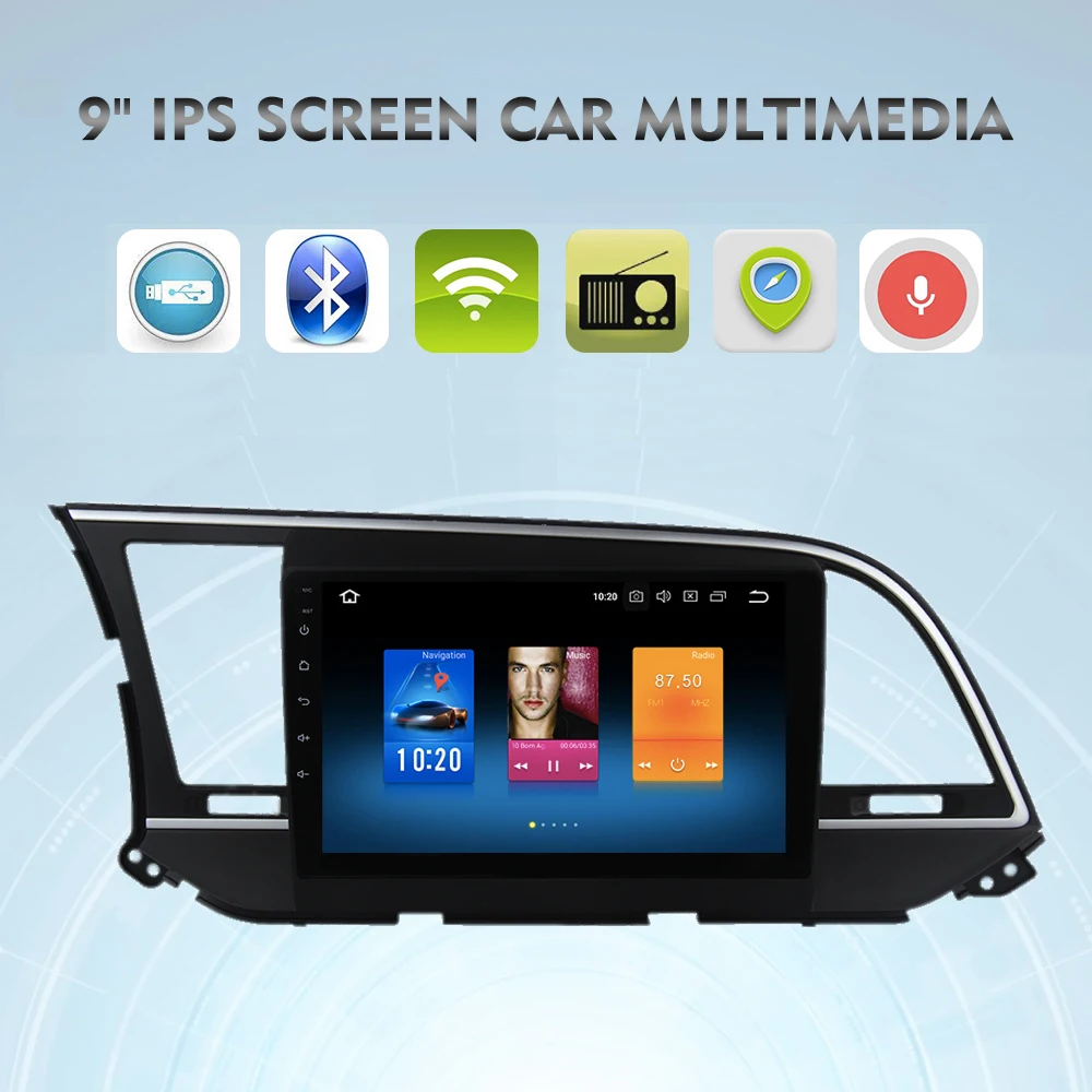 Автомагнитола 1 din Android 8 0 GPS для Hyundai Elantra 2016 2017 9 дюймов IPS сенсорный экран стерео