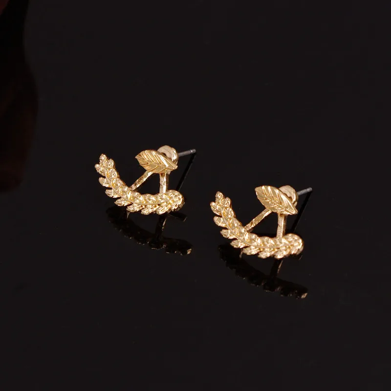 New Design Fine Jewelry Earrings For Women Vintage Fashion Simple Studs Gold Leaves Stud Girl Gift Brincos |