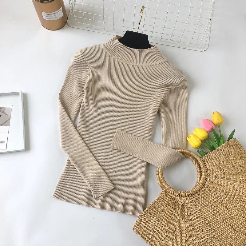 New 2018 Fashion Women Sweaters High Elastic Solid Turtleneck Sweater Autumn Winter Slim Tight Bottoming Knitted Pullovers | Женская