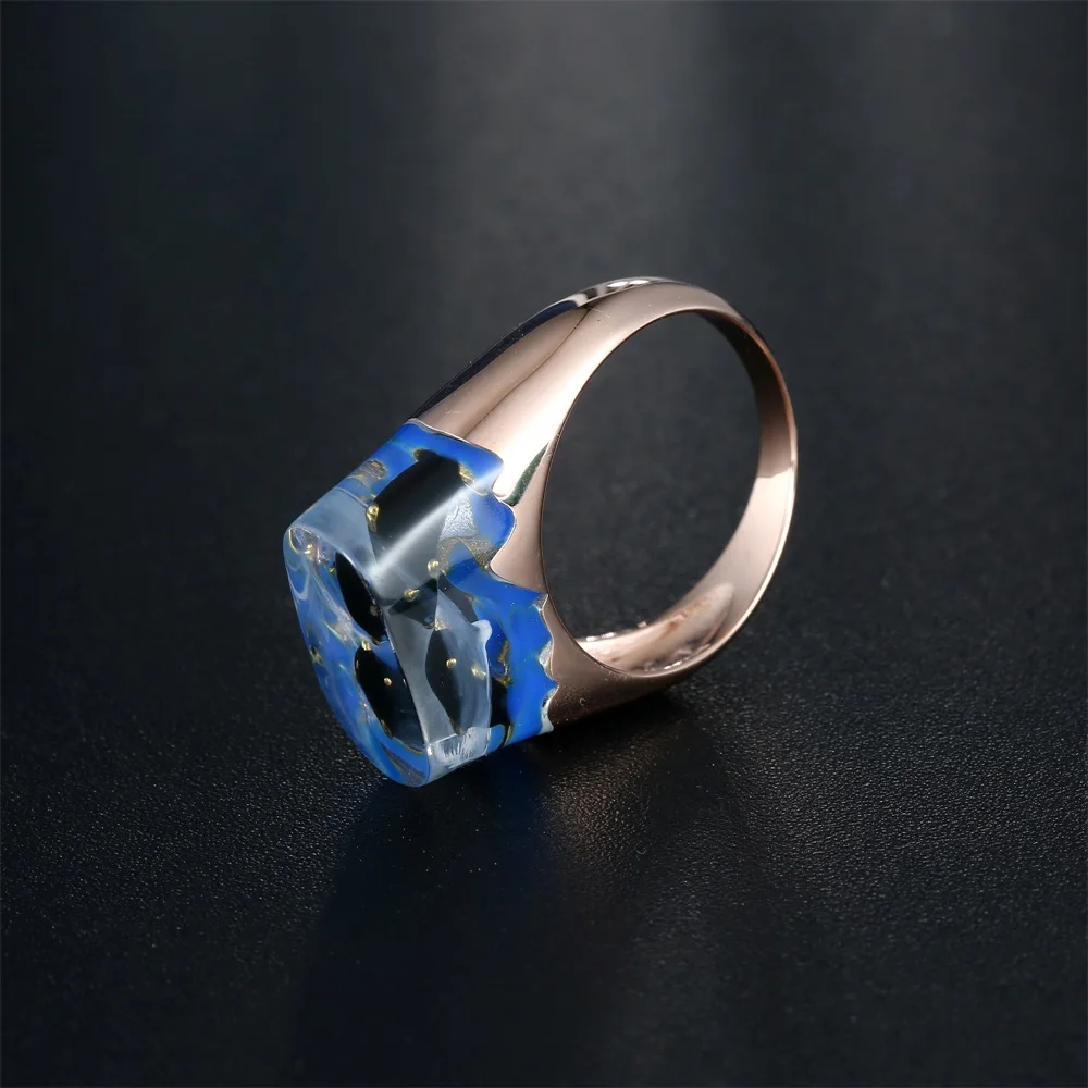 Черный двойной Дельфин смолы кольцо с голубым морской для вечеринки платье