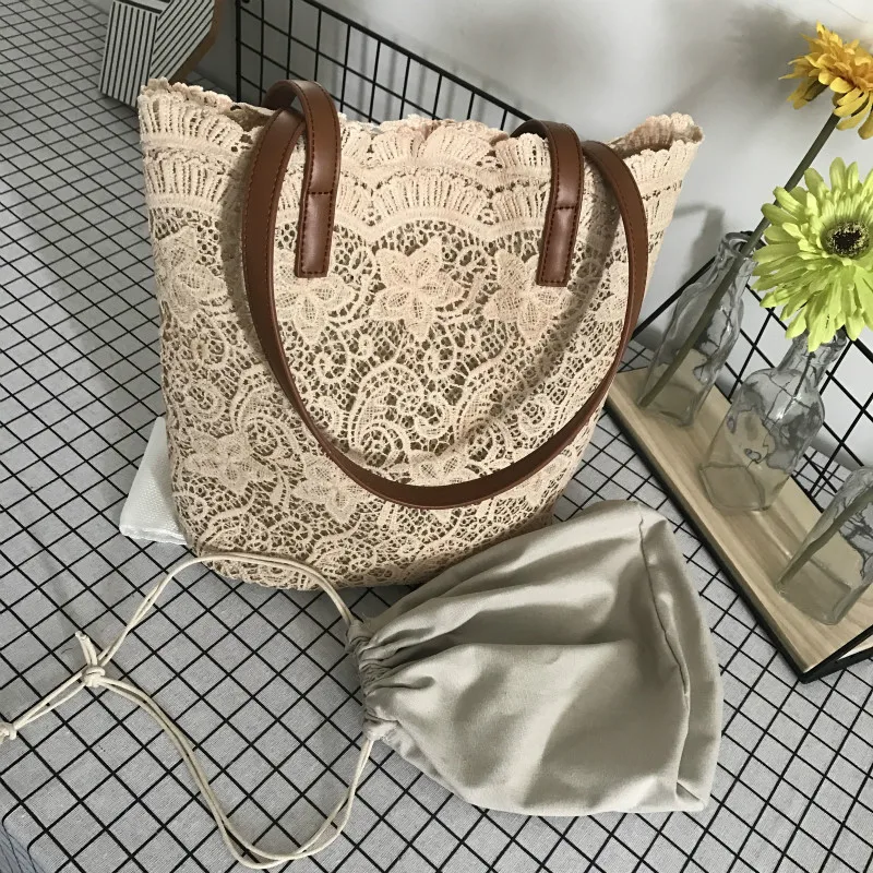 Fashion Women Shoulder bag big Lace Female handbag lady floral tote high quality luxury women Shopping Bag ladies totes bolsa | Багаж и