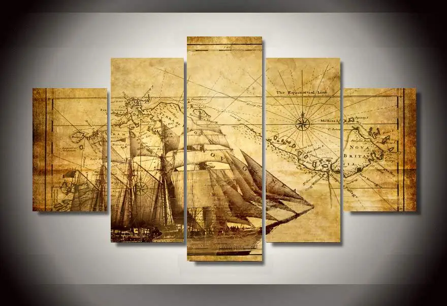 

HD Printed old map Painting on canvas room decoration print poster picture canvas unframed Free shipping