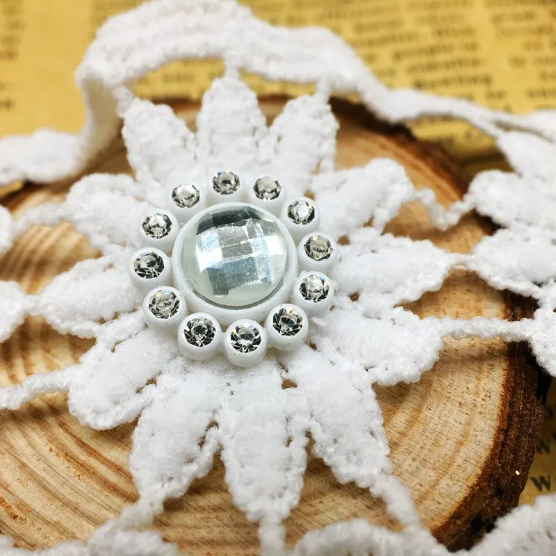 1 ярд винтажный Широкий горный хрусталь цветы индийские Кружева отделка бисером