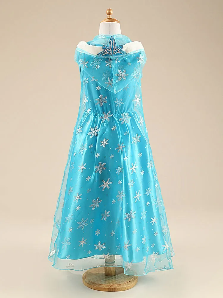 Платье Снежной Королевы для девочек платье с капюшоном и изображением Анны Эльзы