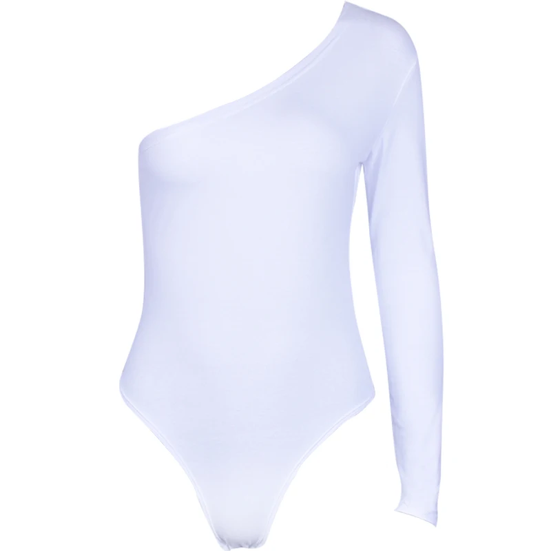 Hugcitar хлопок хлопковое на одно плечо slope neckline комбидресс бодисьют длинным рукавом лонгслив бодиocn комбидресс бодисьют летнее летний лето женское женские женщин сексуальные боди