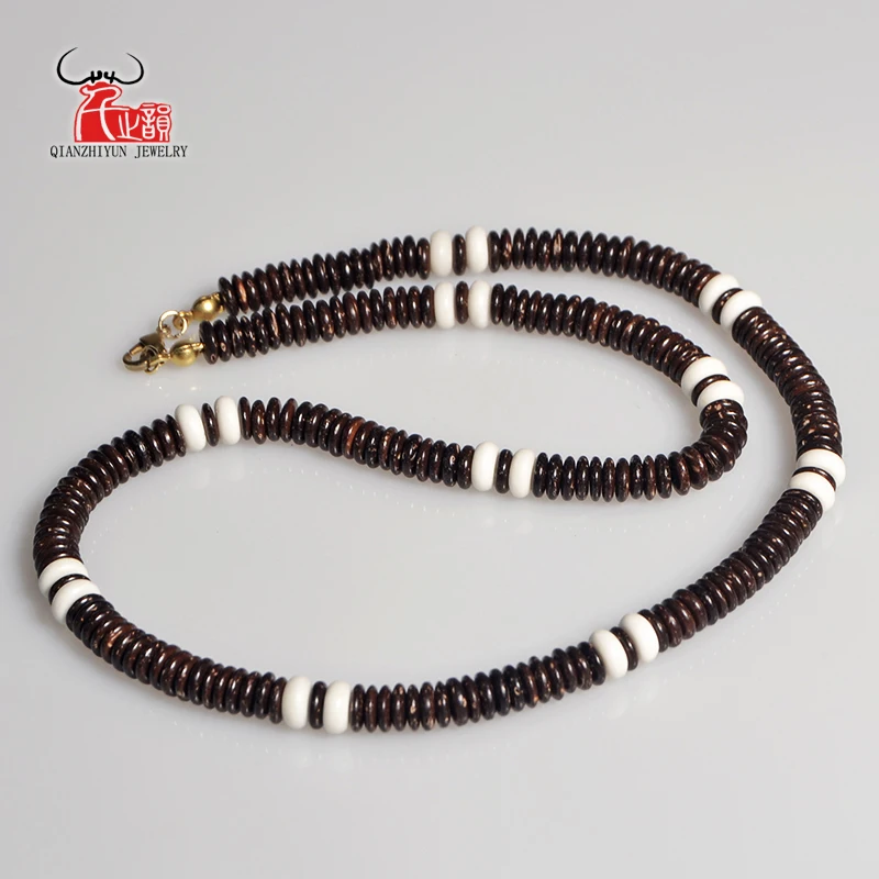 Ожерелье из кокосовой ракушки яка ожерелье натуральной цепочка до ключиц