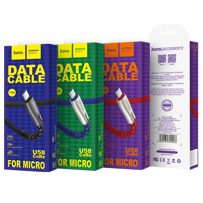 

hoco usb micro usb cable charging data sync wire cable for Samsung Xiaomi Android charger cord 2.4A flat cable wire charger