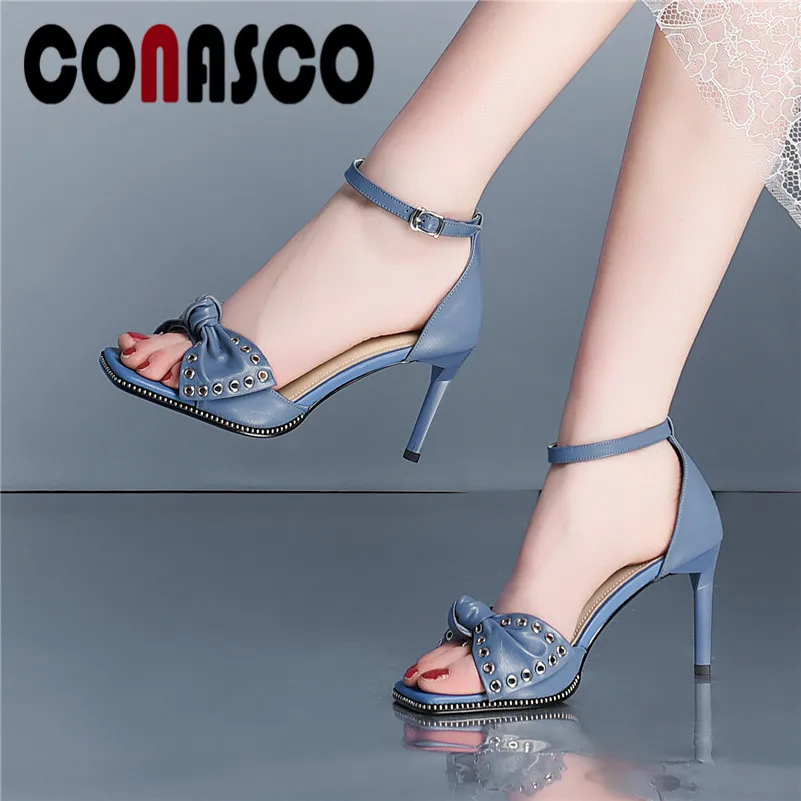 

CONASCO Новые Модные Элегантные женские туфли-лодочки; ЖЕНСКИЕ НАРЯДНЫЕ туфли на тонком высоком каблуке; Летние сандалии с ремешком и пряжкой (...