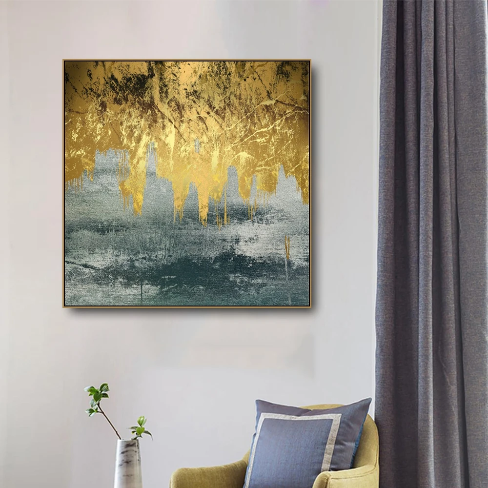 

Painting & Calligraphy Golden Abstract Print Art Canvas Decoration Pictures Posters For House Living Room Bedroom Home Wall Art