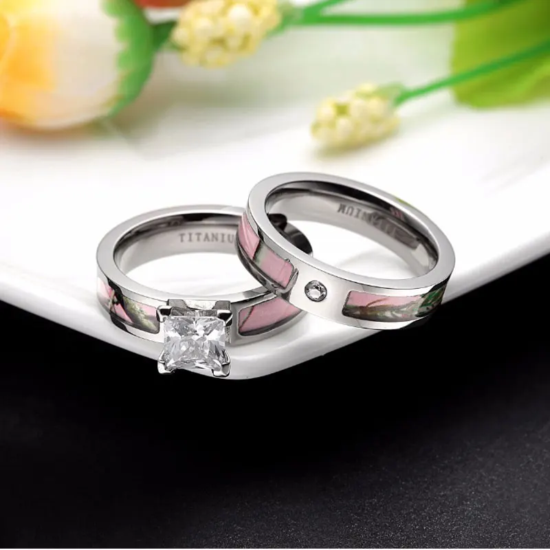 2 шт./лот Роскошный Розовый Камуфляжный набор колец с кубическим цирконием