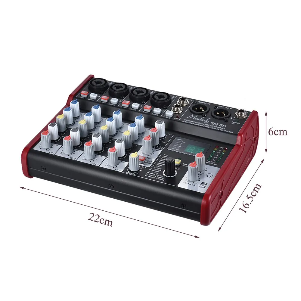 Muslady SM-68 портативная 6-канальная звуковая карта микшерный консольный микшер