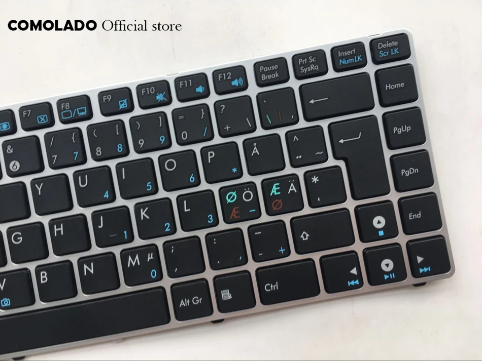 NE Скандинавская клавиатура для Asus K42 UL30 U45 UL80 U80V U82 N82 A42 X42 X43 K43 с серебристой рамкой