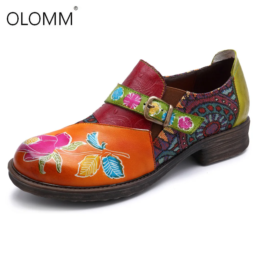 

Vintage Ethnic Handmade Cow Leather Stitching Women's Shoes Pumps Women Shoes Luxury Shoes Women Designers Zapatos De Mujer