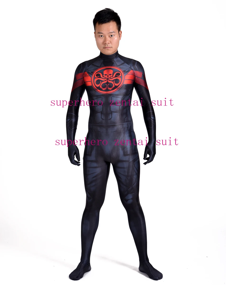Костюм для косплея Капитан Америка Гидра Hail Hydra Zentai 3D принт лайкра спандекс